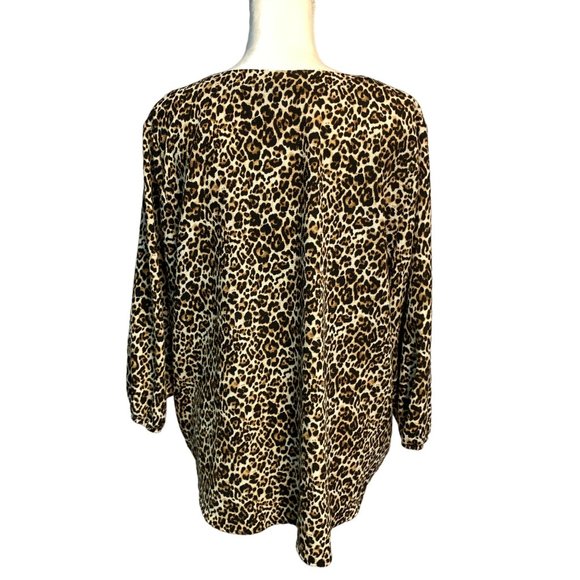 Alyx Womens Work Animal Print Slouchy V-Neck 3/4 Sleeve Tunic Top Blouse Size XL - Picture 4 of 9